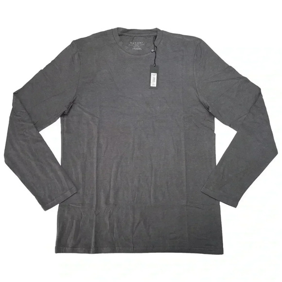 Natori Buji Grey Modal Blend Crewneck Long Sleeve Mens T-Shirt Size Small - Picture 5 of 12